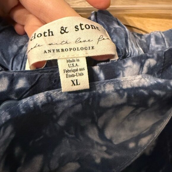 Cloth and Stone Anthropologie Tencel Navy Tie-Dye Pants - Picture 4 of 5